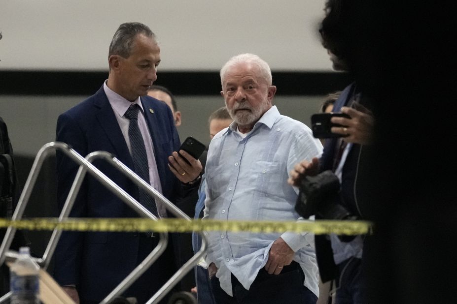 Brazilian President Luiz Inácio Lula da Silva walks in the Planalto Palace after it was stormed by supporters of former President Jair Bolsonaro.