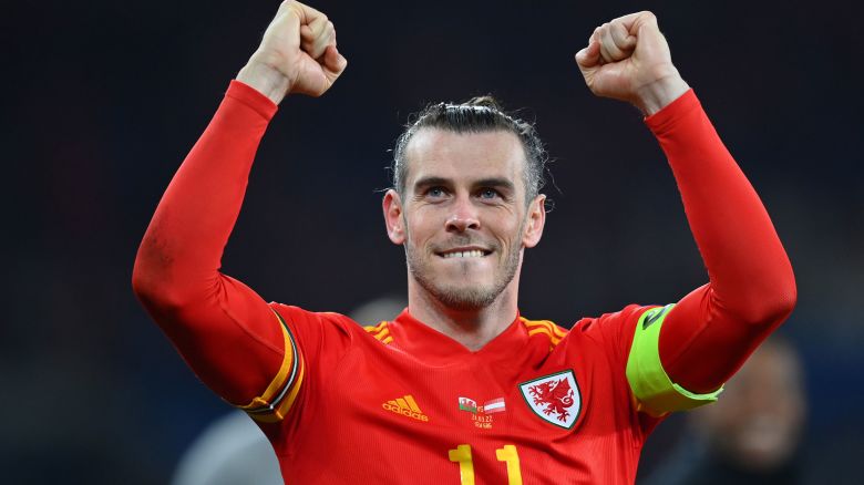 CARDIFF, WALES - MARCH 24: Gareth Bale of Wales celebrates following their side's victory in the 2022 FIFA World Cup Qualifier knockout round play-off match between Wales and Austria at Cardiff City Stadium on March 24, 2022 in Cardiff, Wales. (Photo by Dan Mullan/Getty Images)