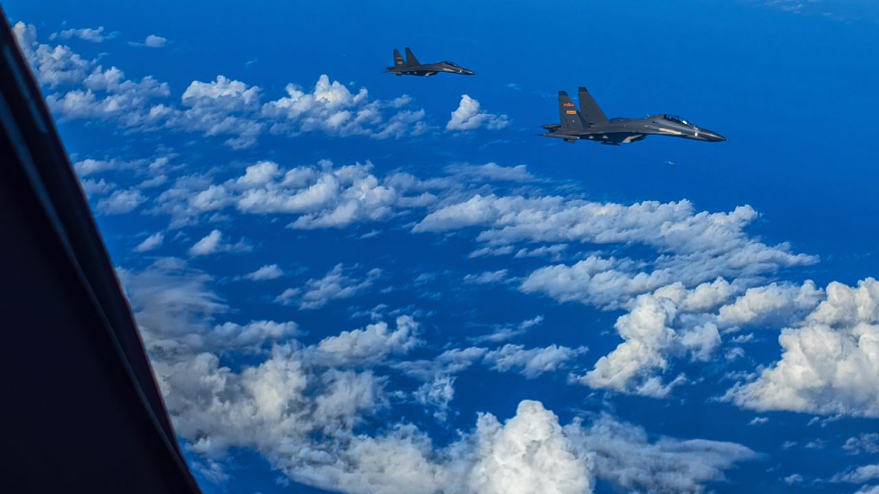 Chinese fighter jets conduct joint combat training exercises around Taiwan in this  August 7, 2022 file photo.