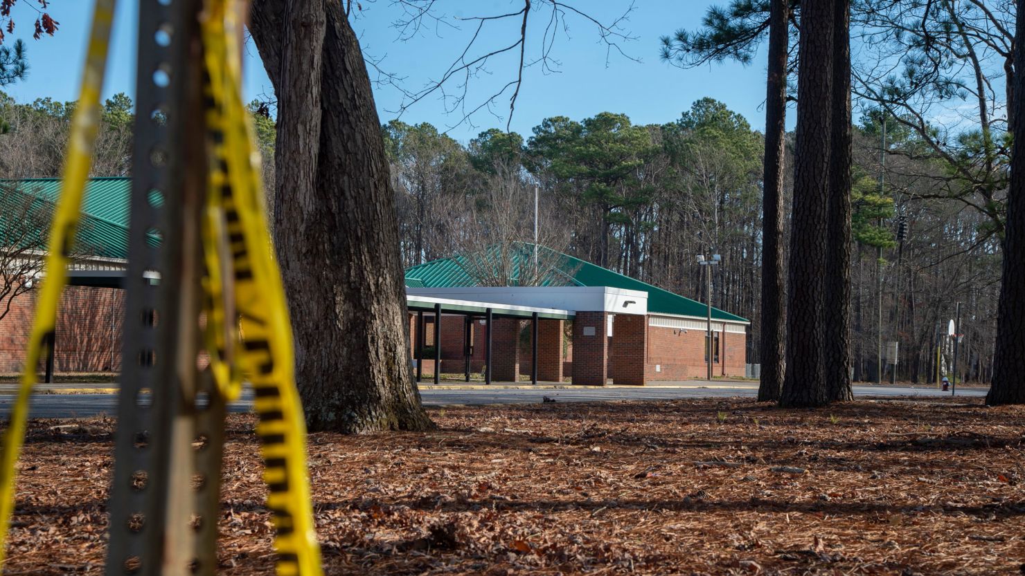 Richneck Elementary School following a shooting on January 6, 2023, in Newport News, Virginia.