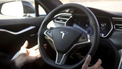 Autopilot features are demonstrated in a Tesla Model S during a Tesla event in Palo Alto, California October 14, 2015.