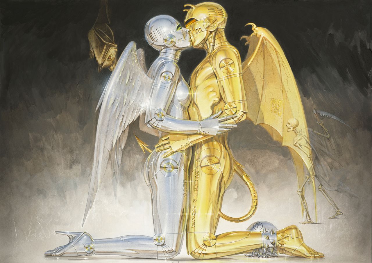 Hajime Sorayama's "Untitled" (2020), part of the Japanese artist's first major solo museum exhibition in the US.