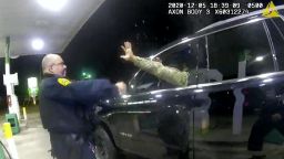 Caron Nazario is seen in this still image from body camera footage holding his hands up during the traffic stop in Windsor, Virginia.