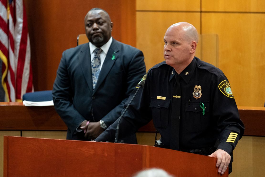 Newport News Police Chief Steve Drew, right, and school Superintendent George Parker during a January 9, 2023, news conference. 