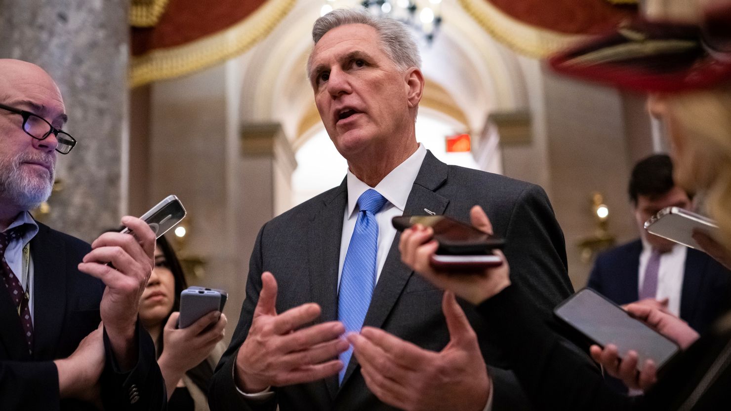 House Speaker kevin McCarthy speaks to media at the US Capitol, in Washington, D.C., on Monday, January 9. 