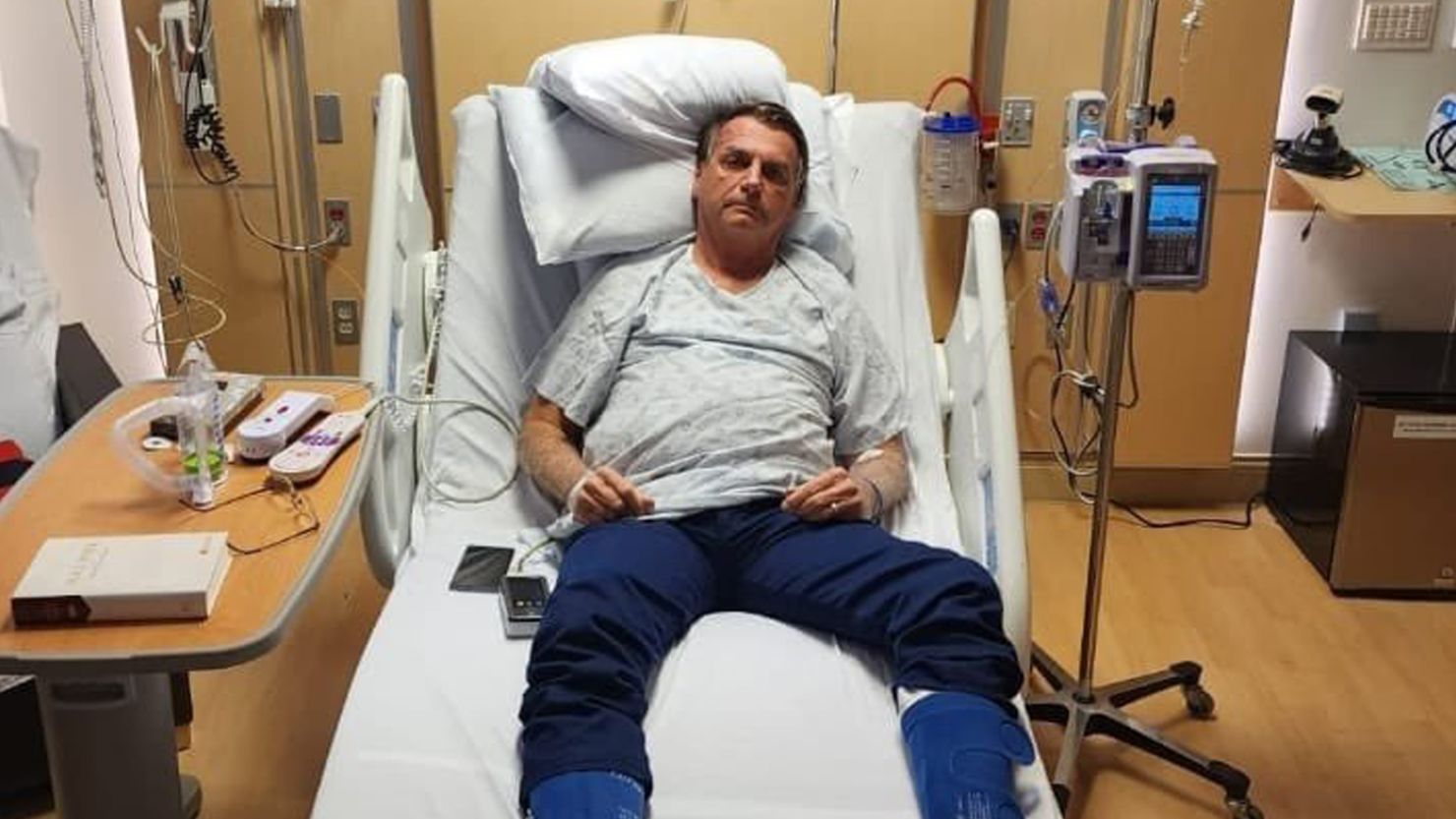 Jair Bolsonaro, former President of Brazil, tweeted a photo of himself from his hospital bed in Orlando.