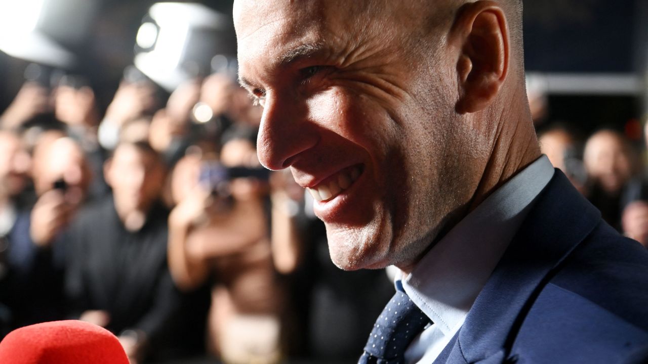 Zinedine Zidane poses upon arrival to attend the 2022 Ballon d'Or France Football award ceremony at the Theatre du Chatelet in Paris on October 17, 2022.