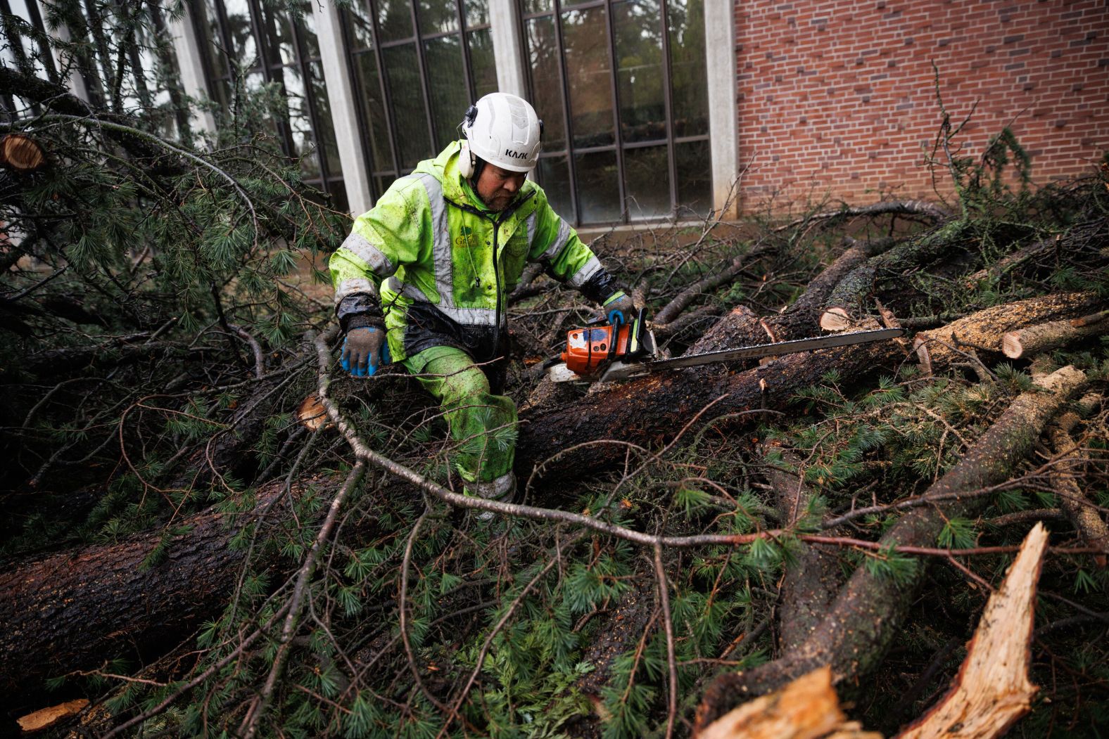 Henry Valletta cuts up a downed tree in Sacramento on January 5.
