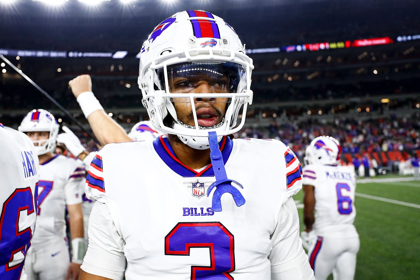 What is Damar Hamlin doing now that he's back in Bills' facility