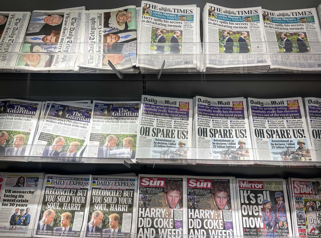A selection of front pages from various UK daily national newspapers on January 6.