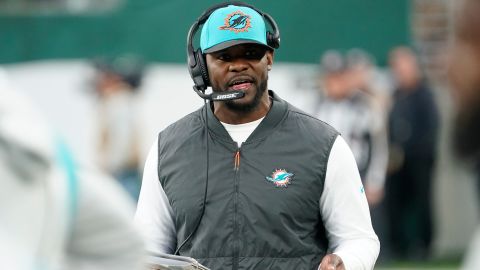 Flores looks on during his time as the head coach of the Miami Dolphins during a game against the New York Jets.