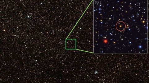 Spiegato il comportamento anomalo di una stella che ultimamente è cresciuta in luminosità 1 La stella Gaia17bpp, cerchiata in rosso, è stata catturata in questa immagine dal telescopio Pan-STARRS1.