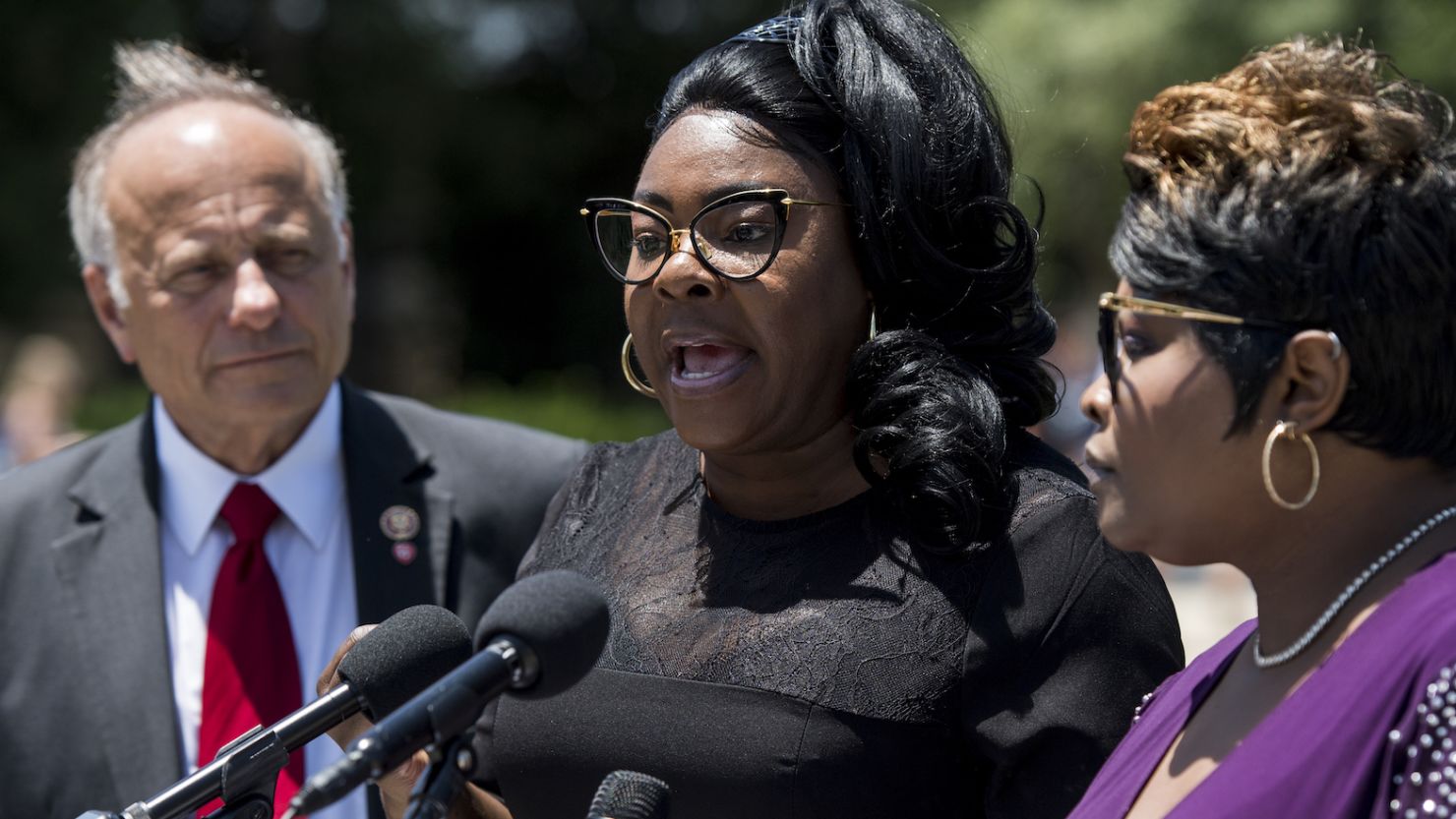 Diamond and Silk appear at a press conference at the Capitol on June 12, 2019. 