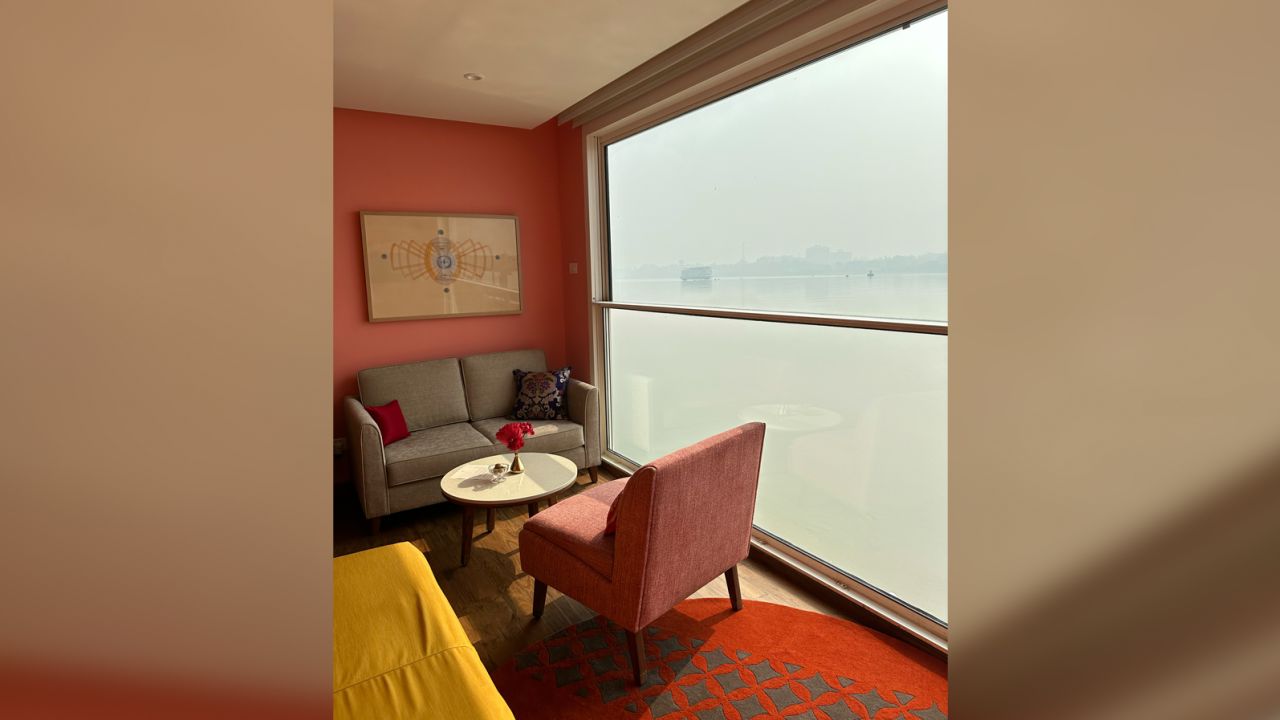 A view inside a suite on the MV Ganga Vilas.