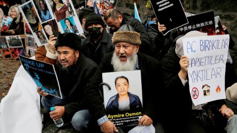 A protest in Istanbul, Turkey, against China's treatment of the Uyghur ethnic group.