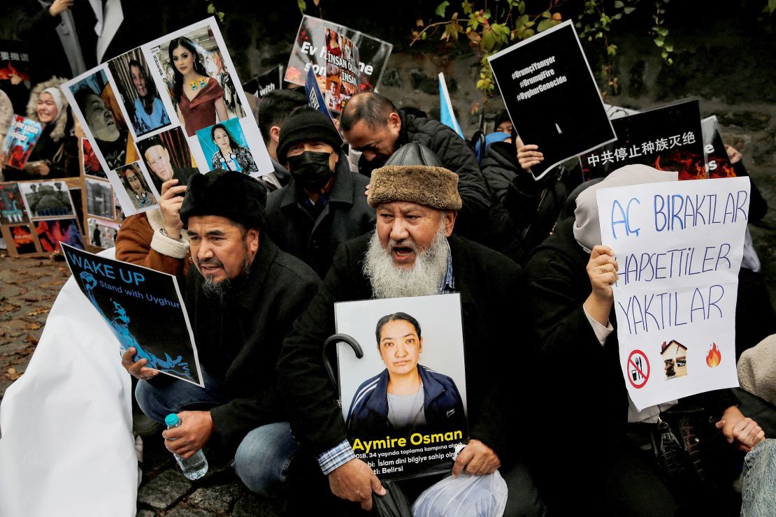 A protest in Istanbul, Turkey, against China's treatment of the Uyghur ethnic group.