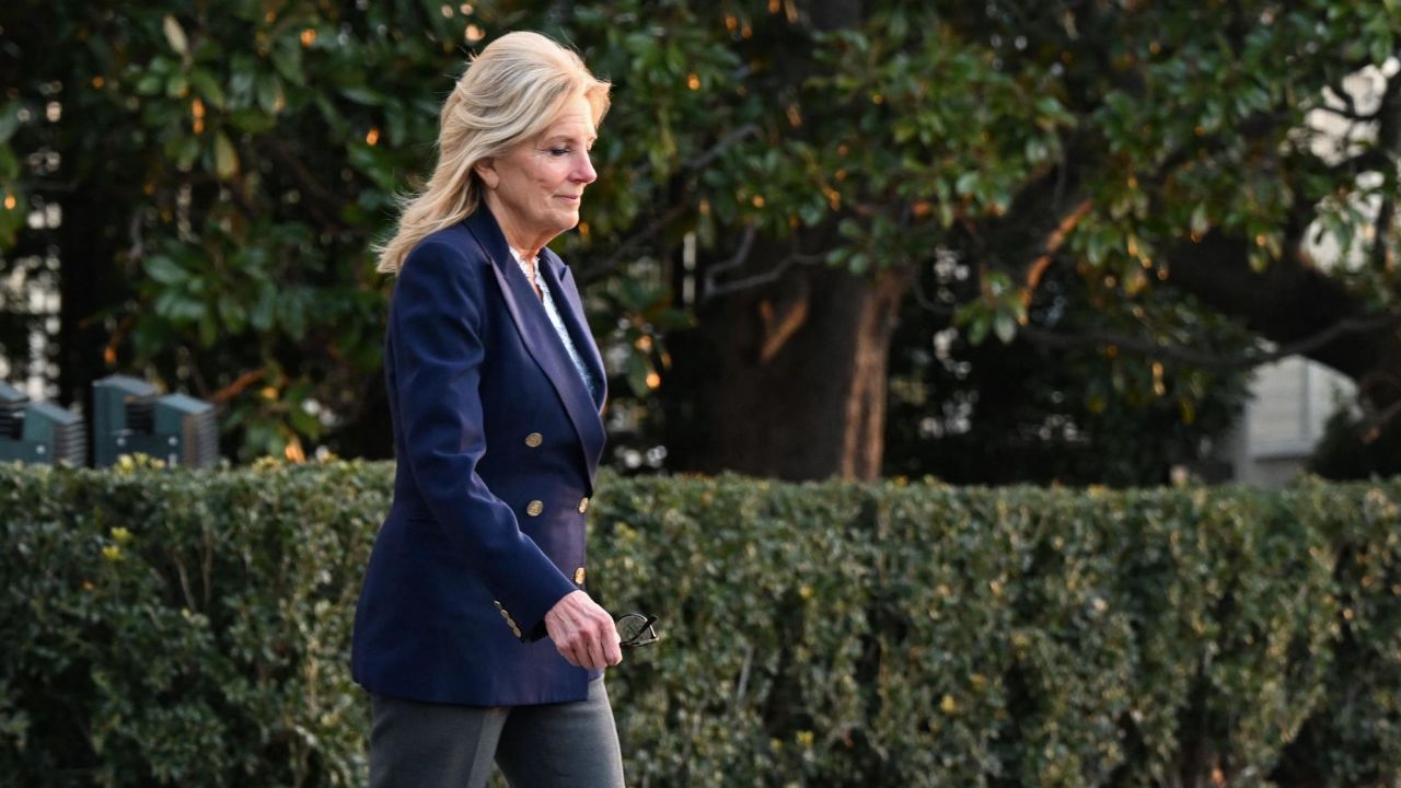 US First Lady Jill Biden walks to board Marine One before departing for Walter Reed hospital on the South Lawn of the White House in Washington, DC on January 11, 2023. Jill Biden, flew from the White House on Wednesday to Walter Reed for a minor surgical procedure to remove a skin lesion. The White House confirmed that she had a "scheduled outpatient procedure, commonly known as Mohs surgery."