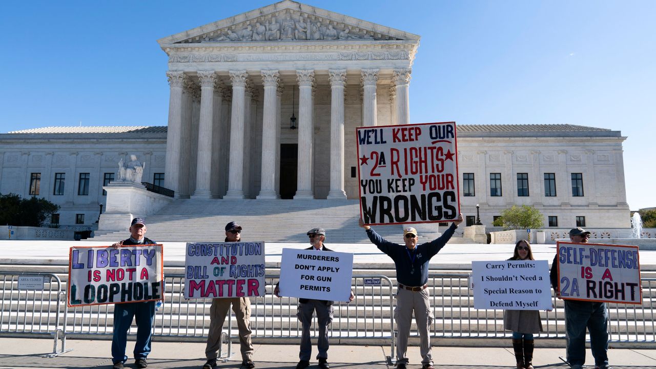 Demonstrators rally outside the U.S. Supreme Court in Washington, Wednesday, Nov. 3, 2021. 
