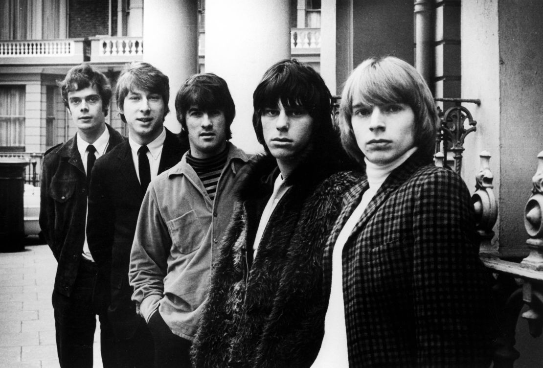 English group The Yardbirds, featuring (from left) Paul Samwell-Smith, Chris Dreja, Jim McCarty, Jeff Beck and Keith Relf, pose together on a London street in 1965.