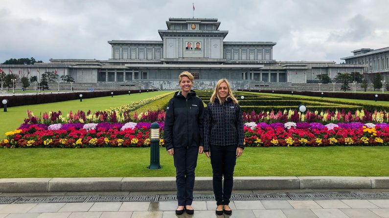 <strong>Globetrotting pair: </strong>Sebova and Davey began their extensive trip in April 2018 with a visit to North Korea.