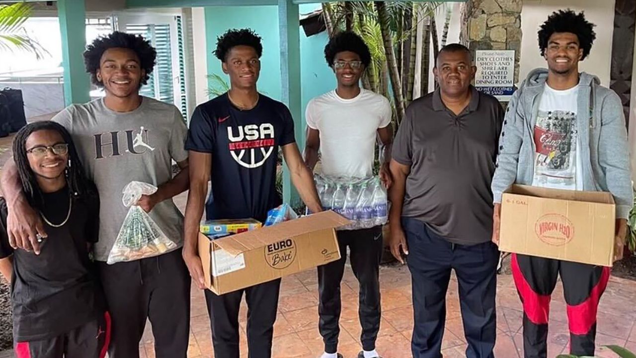 Howard University men's basketball student-athletes and managers partake in community event with "Feeding the Caribbean" in the US Virgin Islands.
