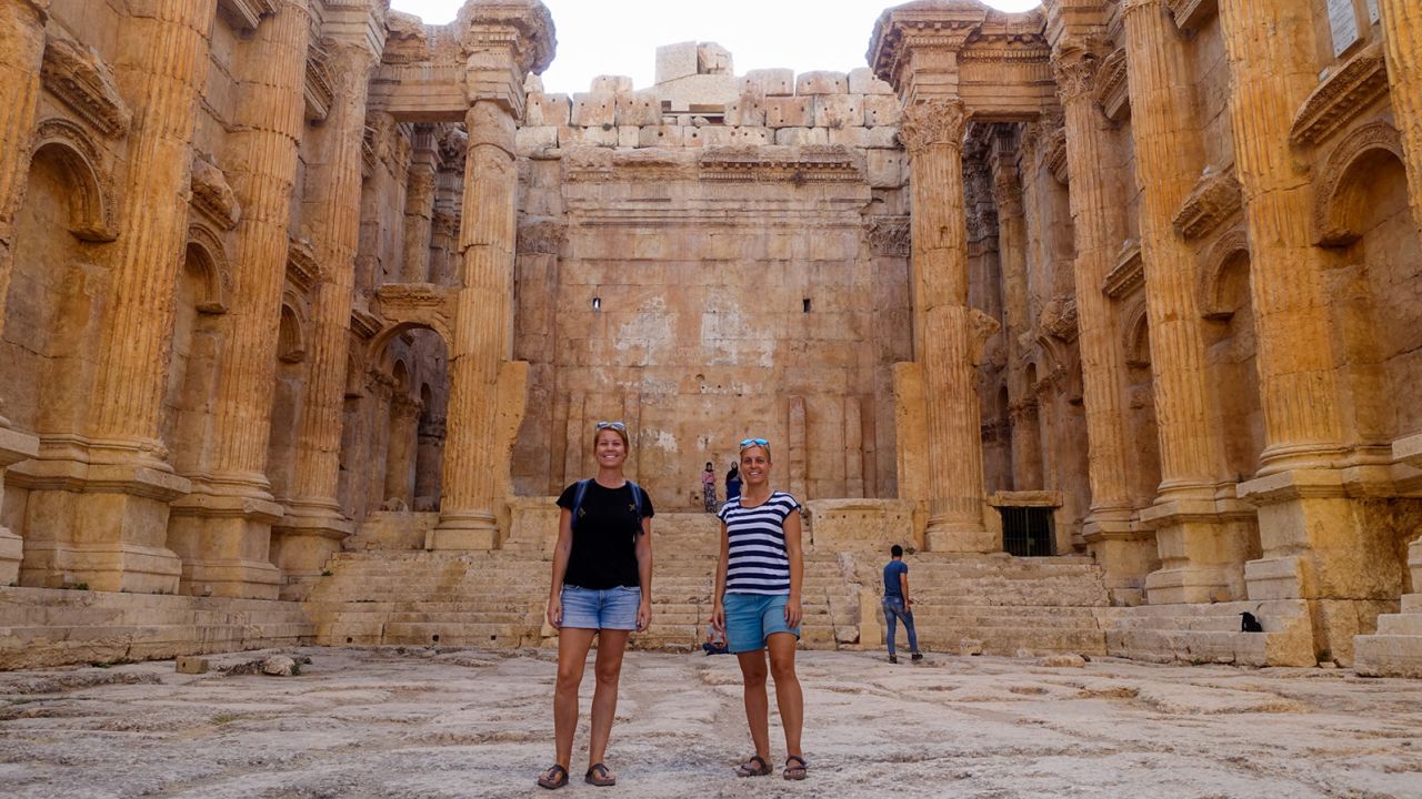 Rachel Davey and Martina Sebova, pictured in Baalbek, Lebanon, bonded through their passion for travel.