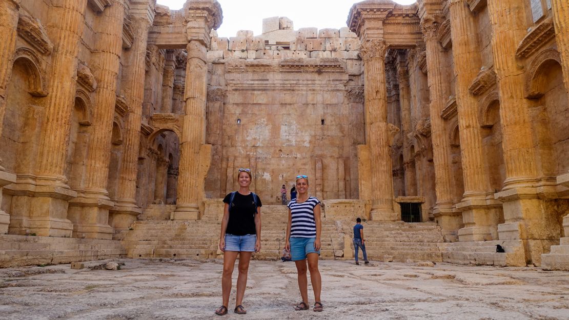 Rachel Davey and Martina Sebova, pictured in Baalbek, Lebanon, bonded through their passion for travel.