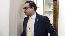 WASHINGTON, DC - JANUARY 12: Rep. George Santos (R-NY) (R) leaves his office in the Longworth House Office Building on January 12, 2023 in Washington, DC. The Nassau County party chairman, Joseph G. Cairo Jr. and other New York Republican officials called on Santos to resign as investigations grow into his finances, campaign spending and false statements on the campaign trail. Santos announced in a tweet that he would not resign. (Photo by Anna Moneymaker/Getty Images)
