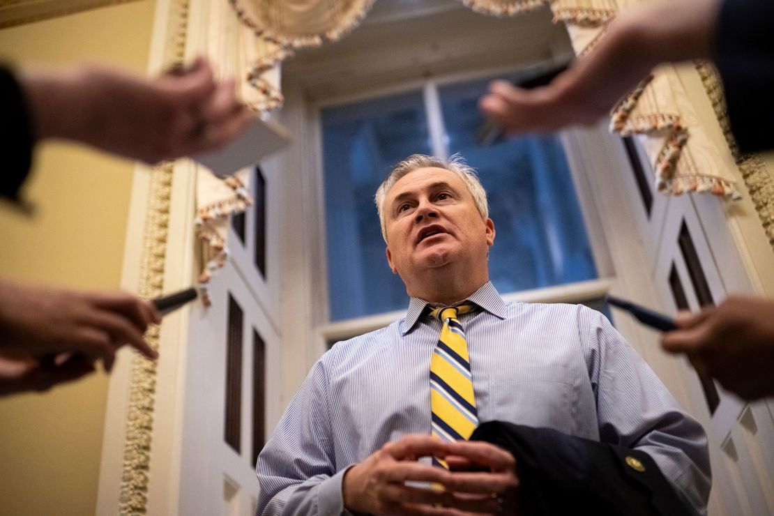 Representative James Comer (R-KY) speaks to reporters at the US Capitol in January. 