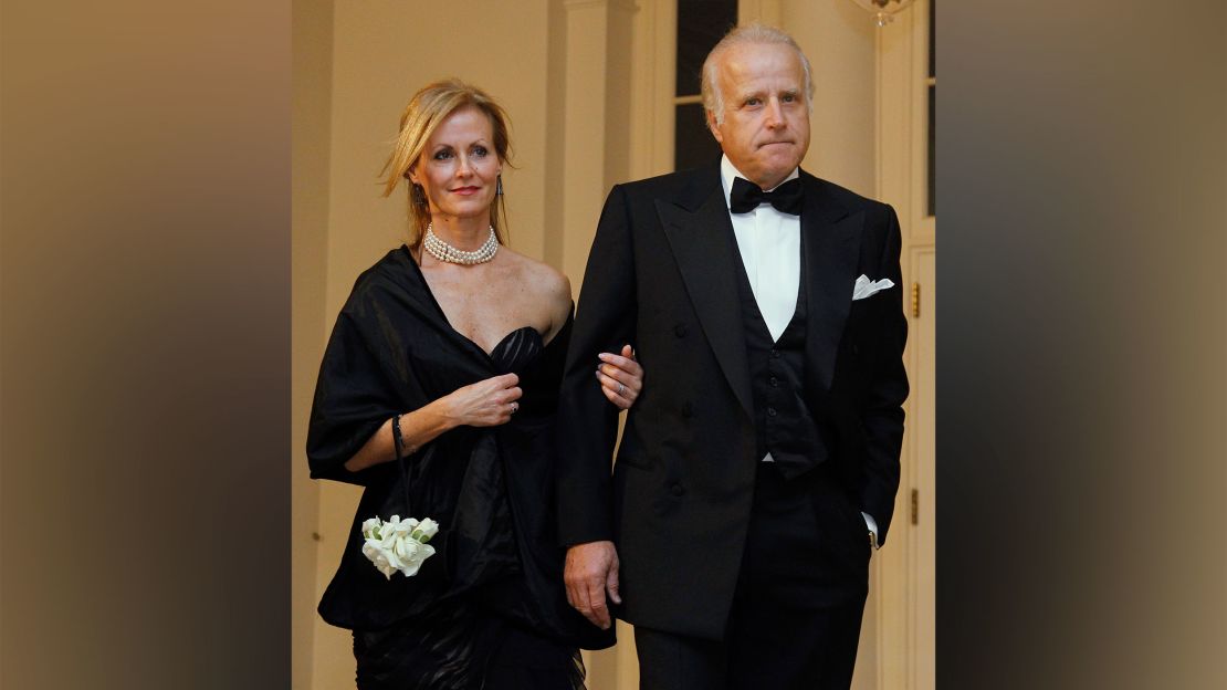 James and Sara Biden arrive at the White House to attend a state dinner in October 2011.