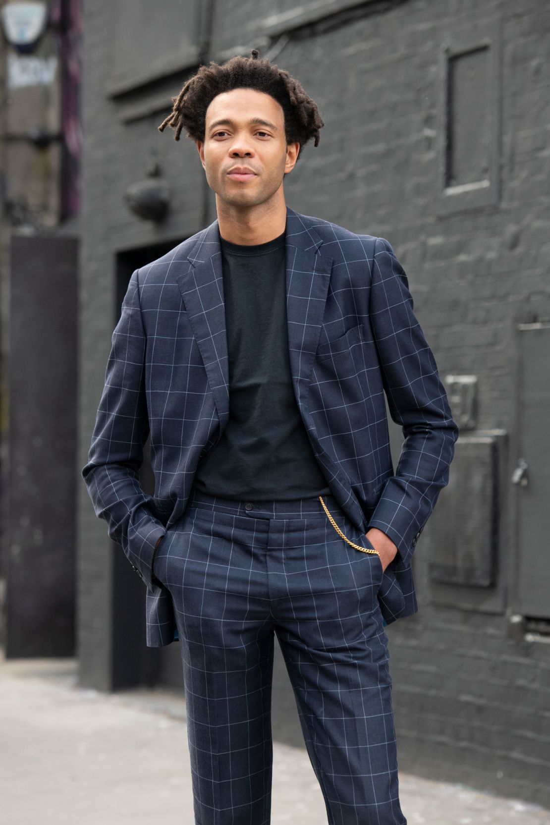 Fashion designer Charlie Casely-Hayford wearing a Casely-Hayford suit T-shirt. 