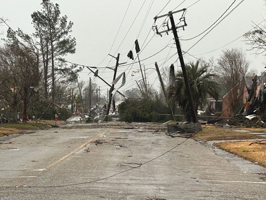 Storm damage is seen in Selma, Alabama, on Thursday.