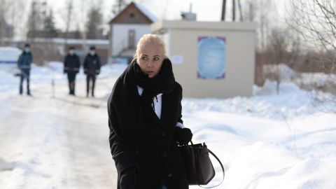 Yulia Navalnaya leaves the IK-2 male correctional facility after a court hearing, in the town of Pokrov in Vladimir Region, Russia, on February 15, 2022.