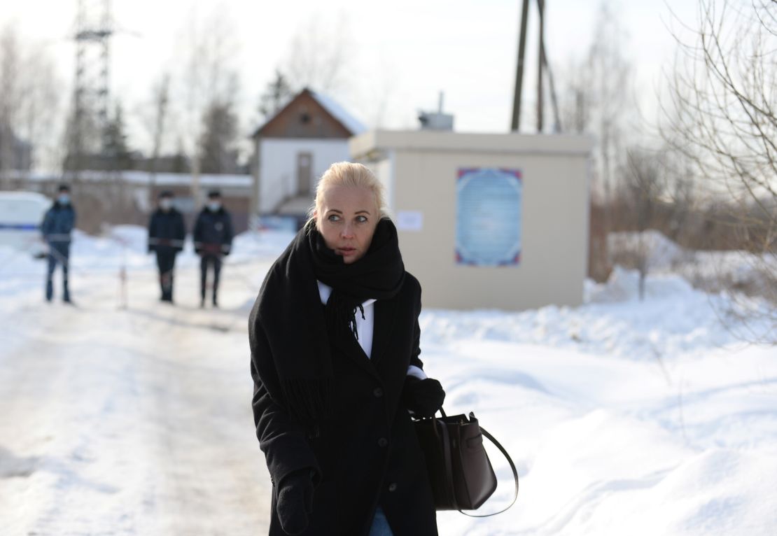 Yulia Navalnaya leaves the IK-2 male correctional facility after a court hearing, in the town of Pokrov in Vladimir Region, Russia, on February 15, 2022.