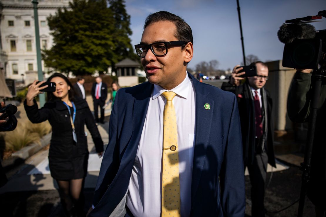 Embattled New York Representative George Santos, a Republican, leaves the U.S. Capitol building. 