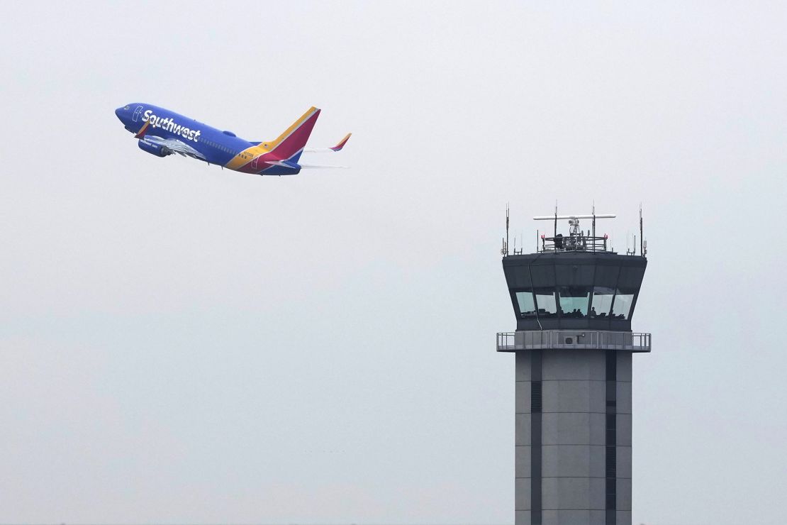 A Southwest Airlines passenger jet takes off from Chicago's Midway Airport as flight delays stemming from a computer outage at the Federal Aviation Administration brought departures to a standstill across the U.S earlier Wednesday, Jan. 11, 2023, in Chicago. 