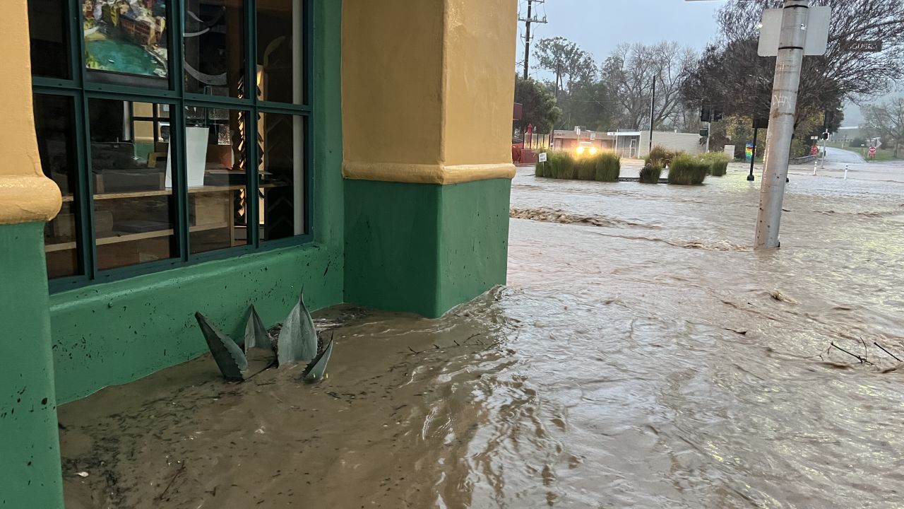 The street outside Frame Works, a custom picture framing business and art gallery in San Luis Obispo, turned into a ricer on Monday morning, January 9.