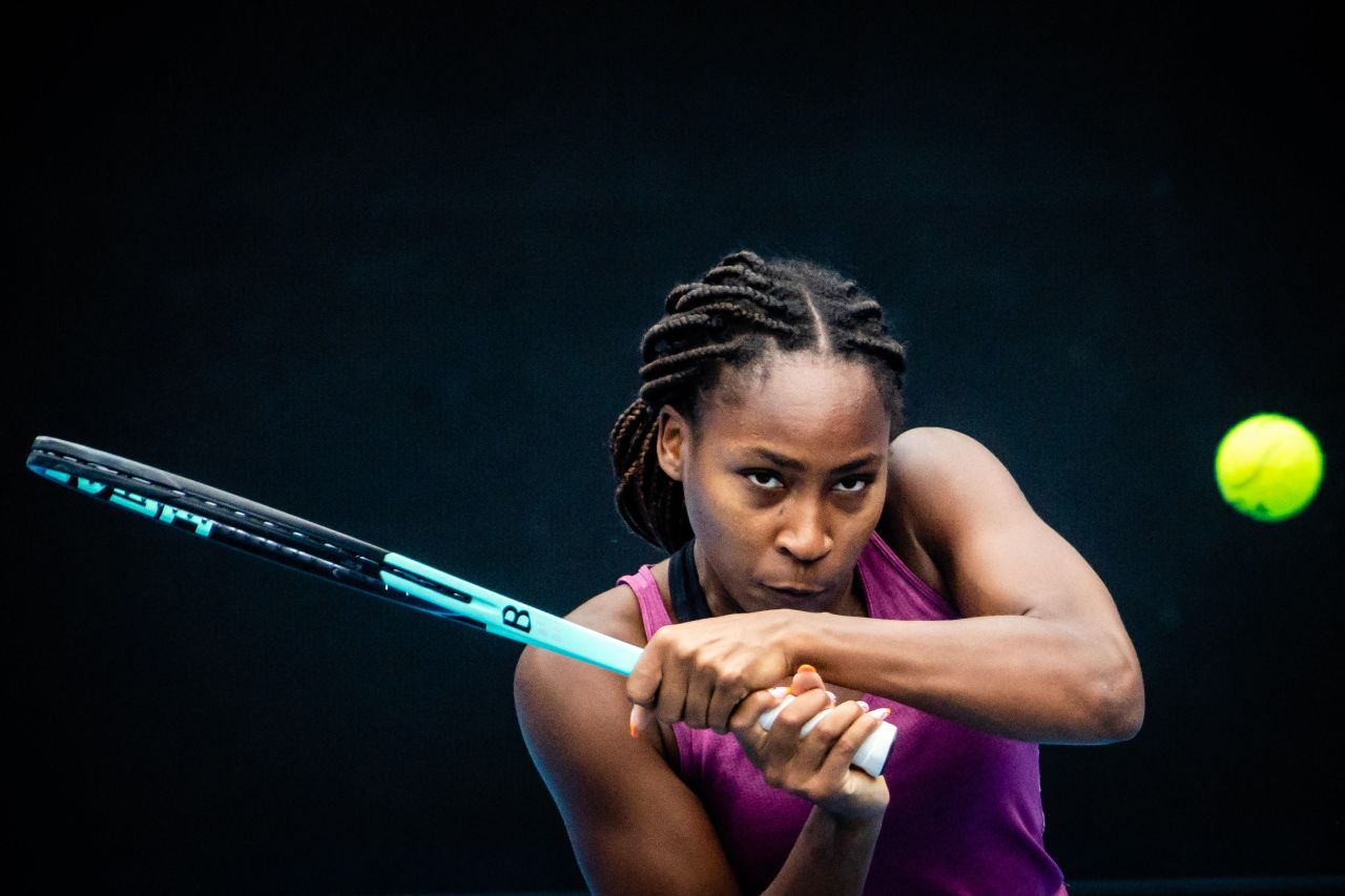 American tennis star Coco Gauff practices in Melbourne, ahead of the Australian Open, on Thursday, January 12.