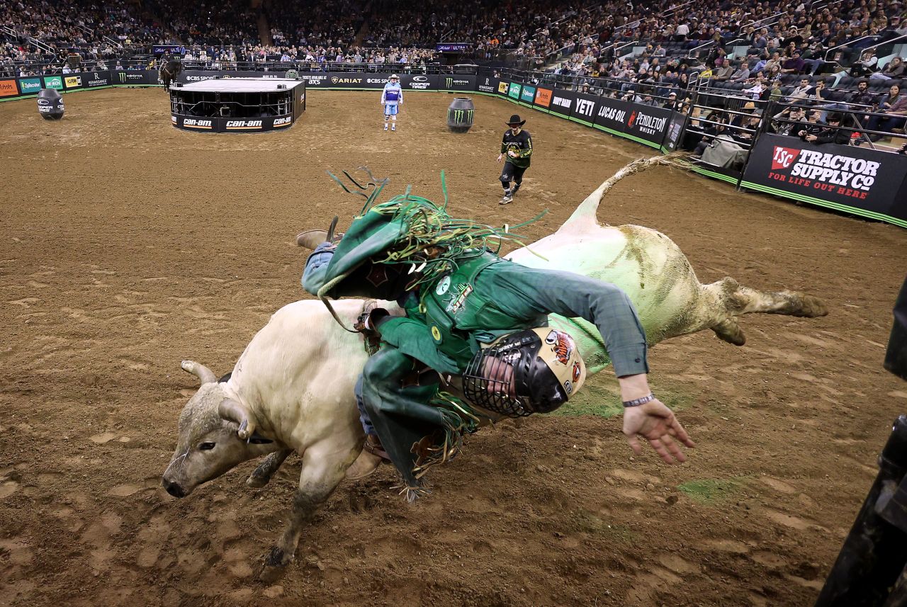 Koltin Hevalow competes in a Professional Bull Riders event in New York City on Saturday, January 7. 