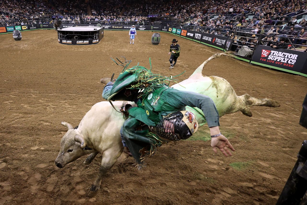 Koltin Hevalow competes in a Professional Bull Riders event in New York City on Saturday, January 7.