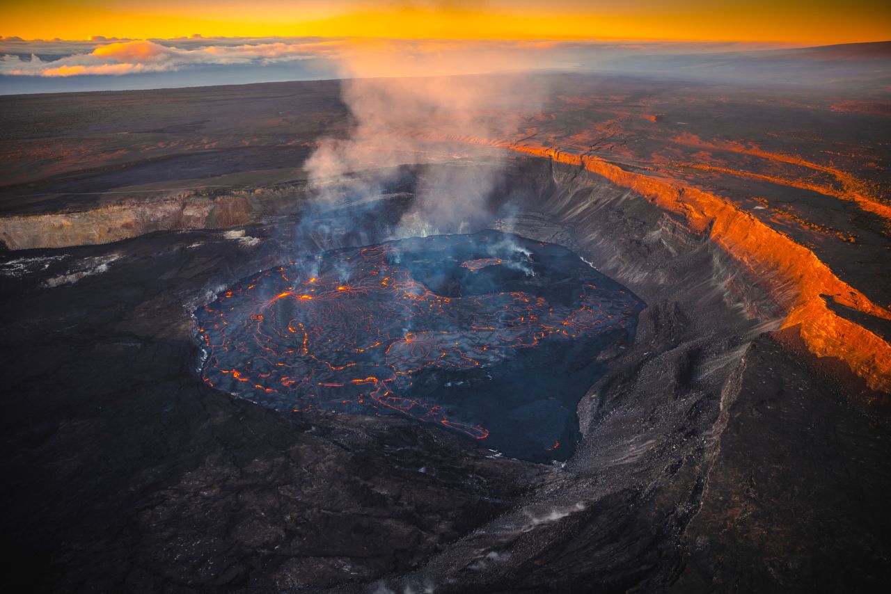 Lava erupts from the Halemaʻumaʻu Crater of the Kilauea volcano on Friday, January 6. The volcano in Kilauea, Hawaii, <a href=