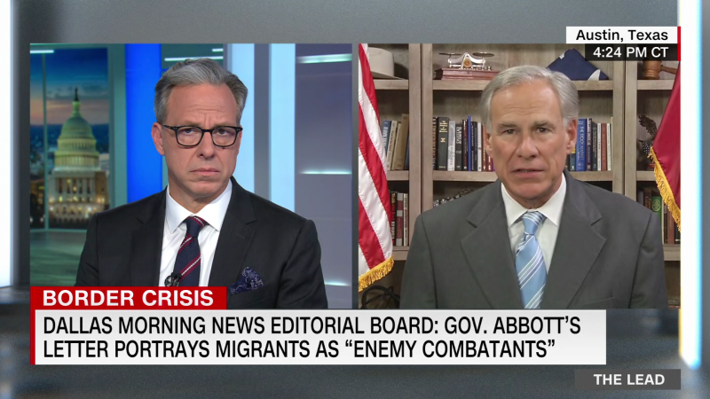 Jake Tapper goes one-on-one with Republican Texas Gov. Greg Abbott about the migrant crisis at the southern border | CNN