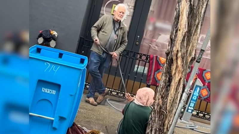 Video: Gallery owner sprays unhoused woman with water in San Francisco | CNN