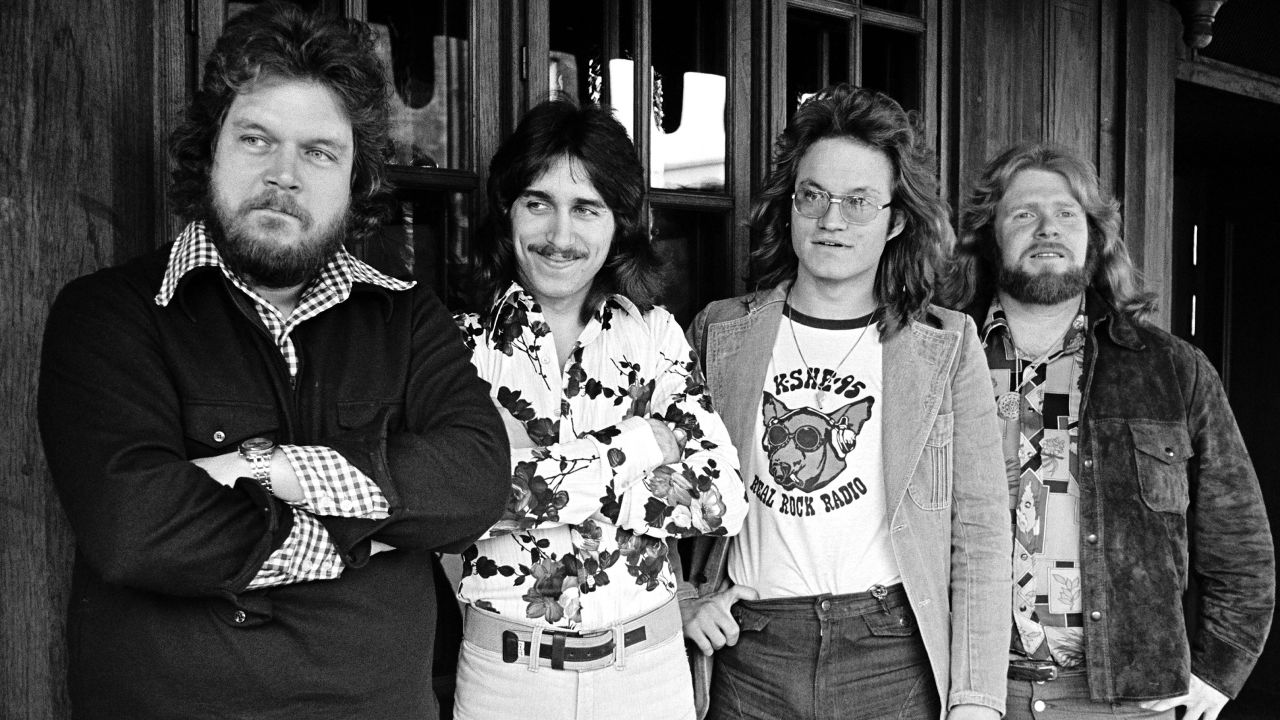 Robbie Bachman (second from right) poses alongside bandmates Randy Bachman, Blair Thornton and Fred Turner.