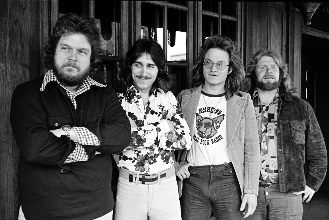 Robbie Bachman (second from right) poses alongside bandmates Randy Bachman, Blair Thornton and Fred Turner.