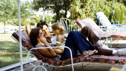 Priscilla Presley, Lisa Marie Presley and Elvis Presley in an undated photo.