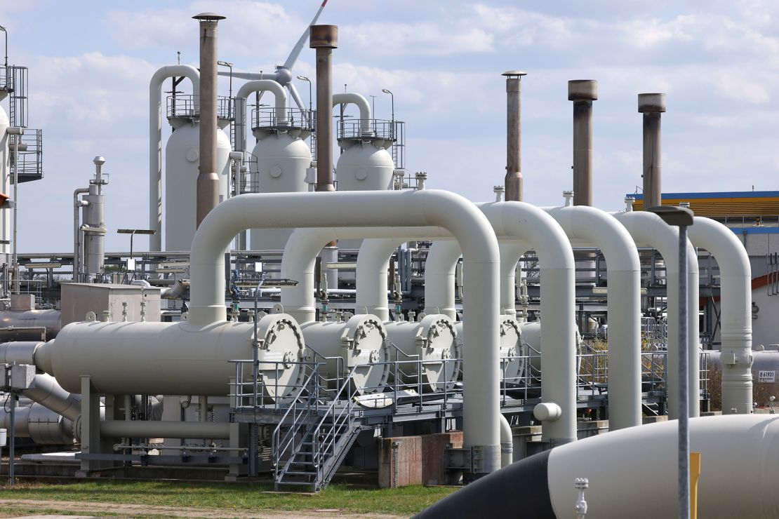 A compressor station of the JAGAL pipeline, the German extension of the Yamal-Europe pipeline which connects Russia and Germany via Poland, pictured on April 28, 2022 after Moscow halted supplies.