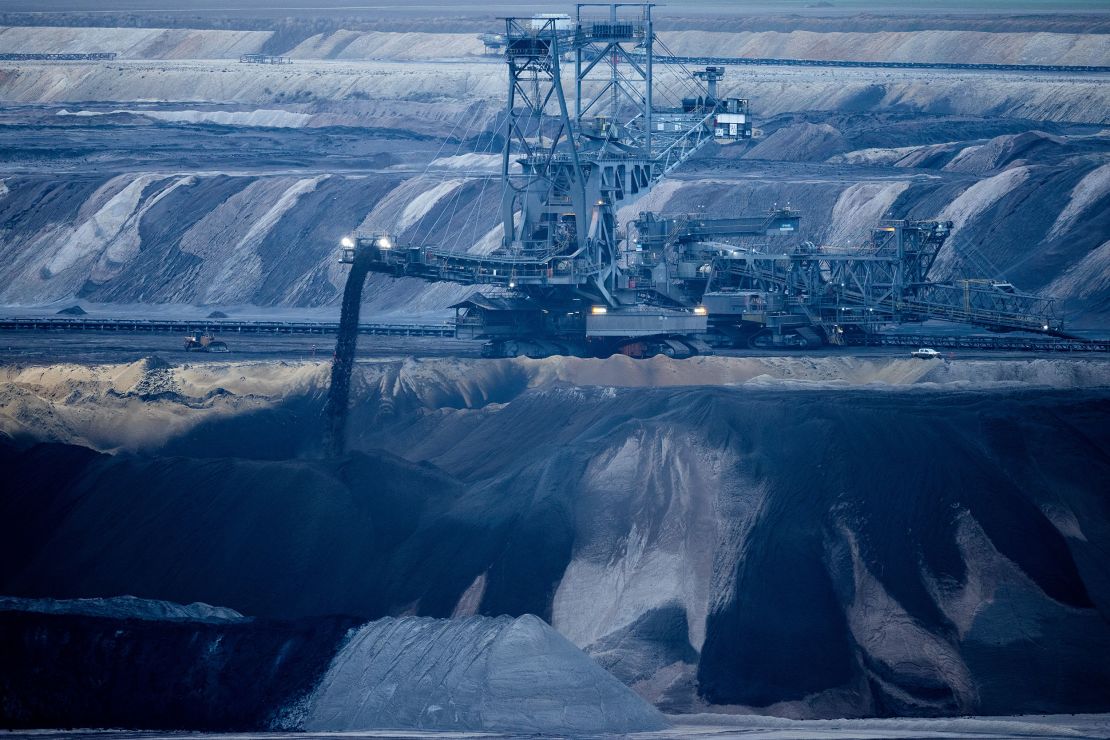 An excavator operates in RWE's Garzweiler II lignite mine on January 5.