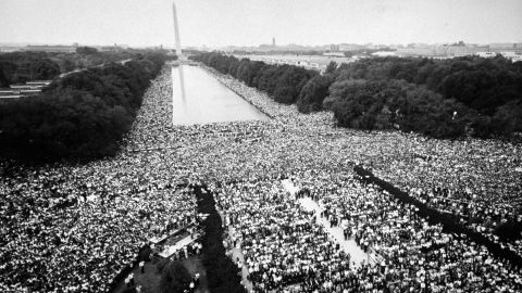 An estimated 250,000 people gathered on the Mall in Washington to hear King's speech that day.