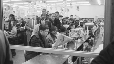 Members of the New York Youth Committee for Integration sit at a lunch counter in a Woolworth's store in April 1960 to protest segregation. 